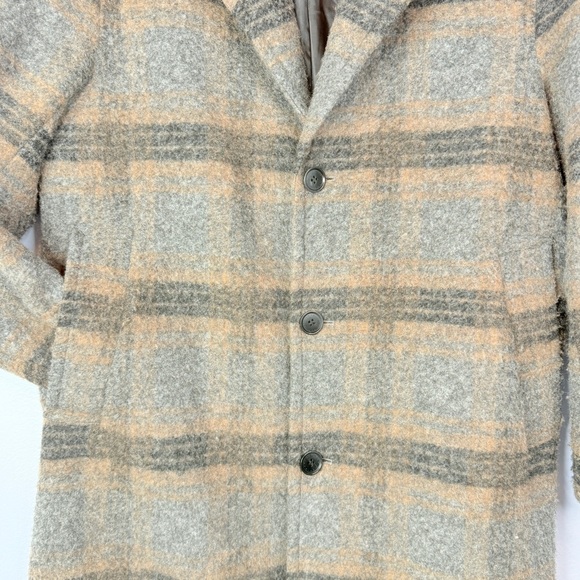 H&M men’s wool blend plaid coat gray tan black size Small - Picture 5 of 10